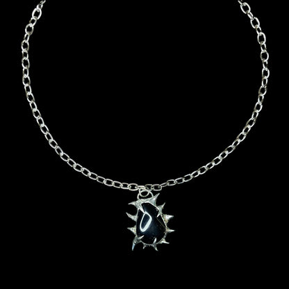 Black Tourmaline Fang Pendant  - Schwarzer Turmalin Spikes Anhänger