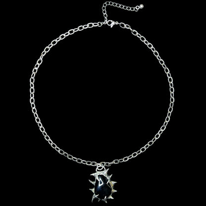 Black Tourmaline Fang Pendant  - Schwarzer Turmalin Spikes Anhänger