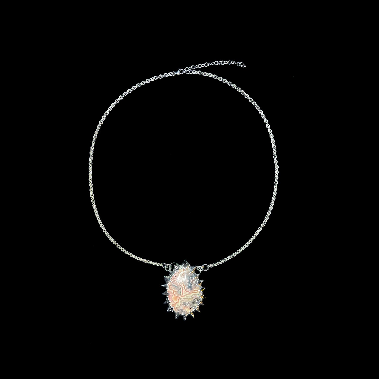 Rhodochrosite Spike Pendant - Rhodochrosit Halskette