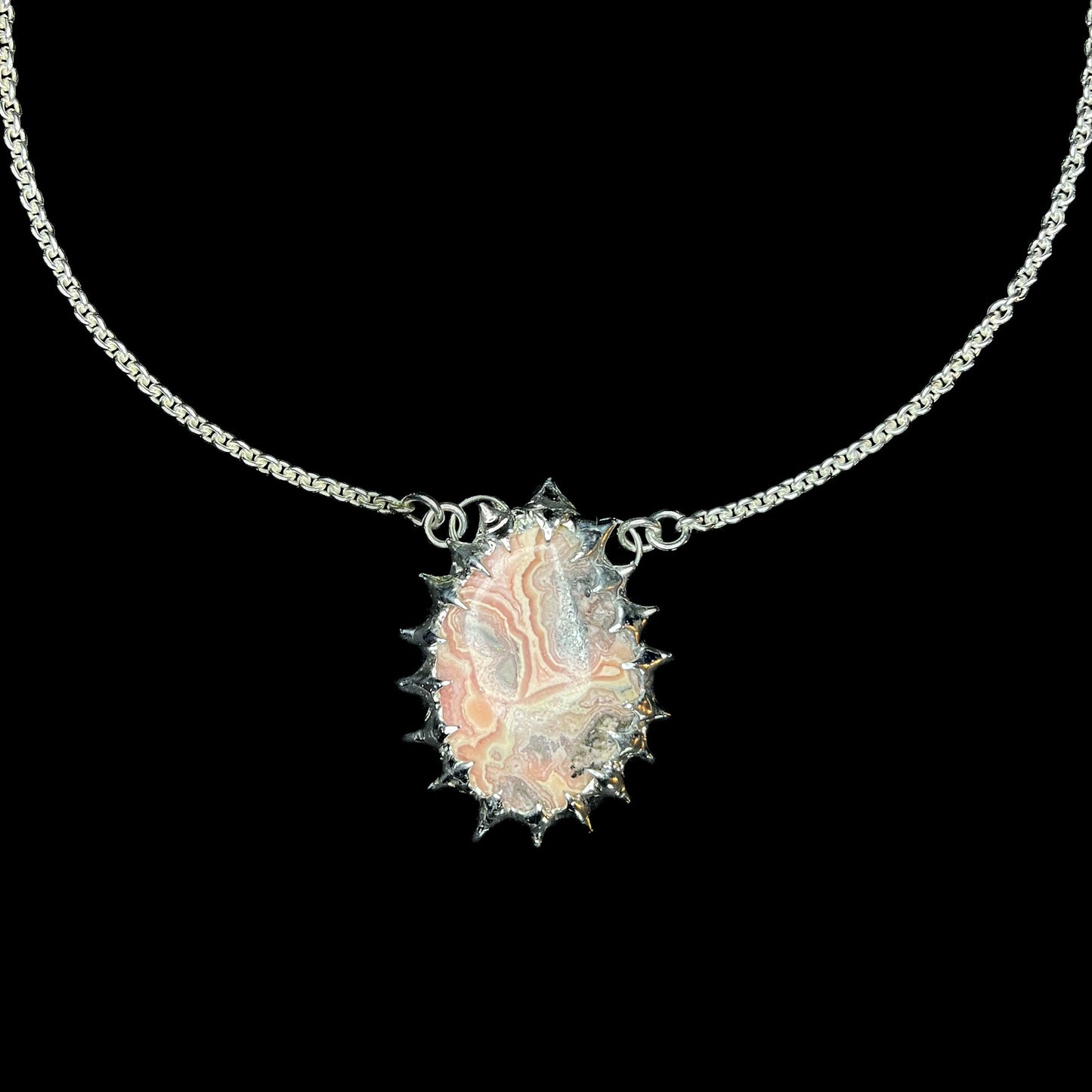 Rhodochrosite Spike Pendant - Rhodochrosit Halskette