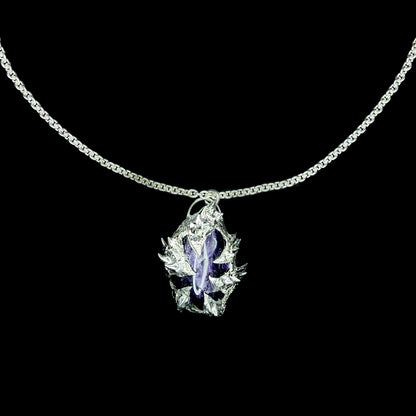 Dragon Scale Amethyst Pendant - Amethyst Spiked Necklace