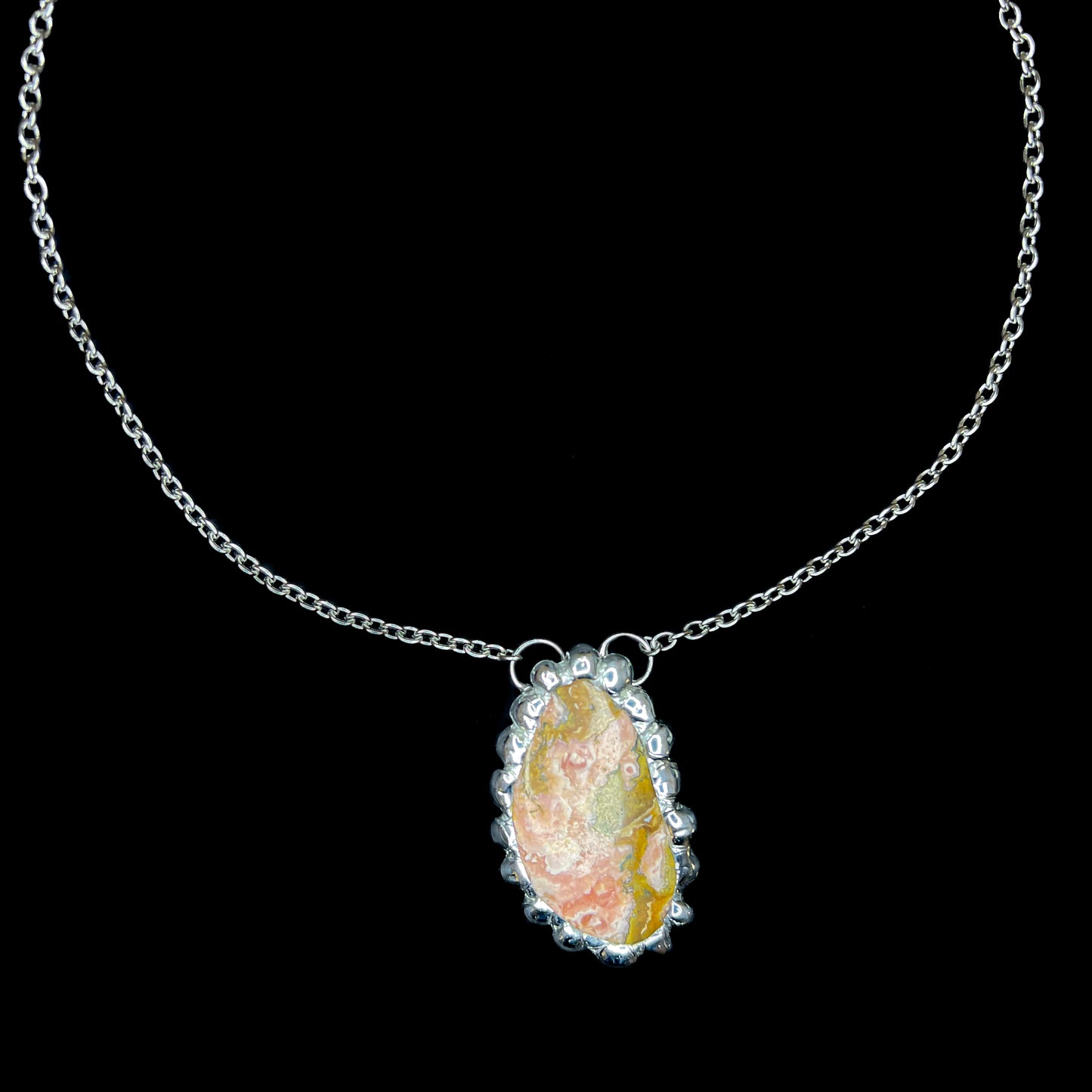 Fairy Bubble Pendant – Rhodochrosite Necklace